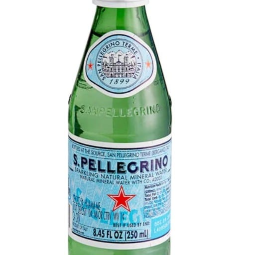Pellegrino Mineral bottled water.