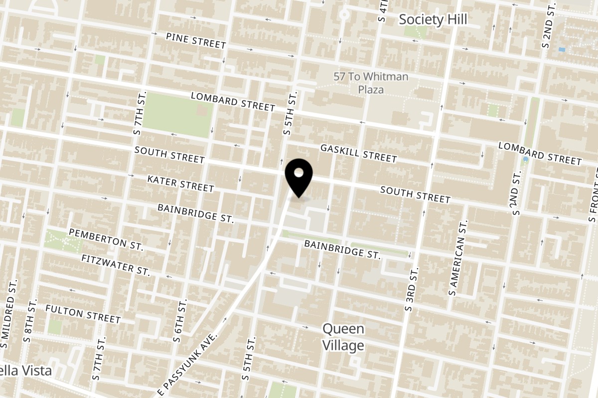 Map showing the location of Gnocchi's on 613 Passyunk Ave in Philadelphia